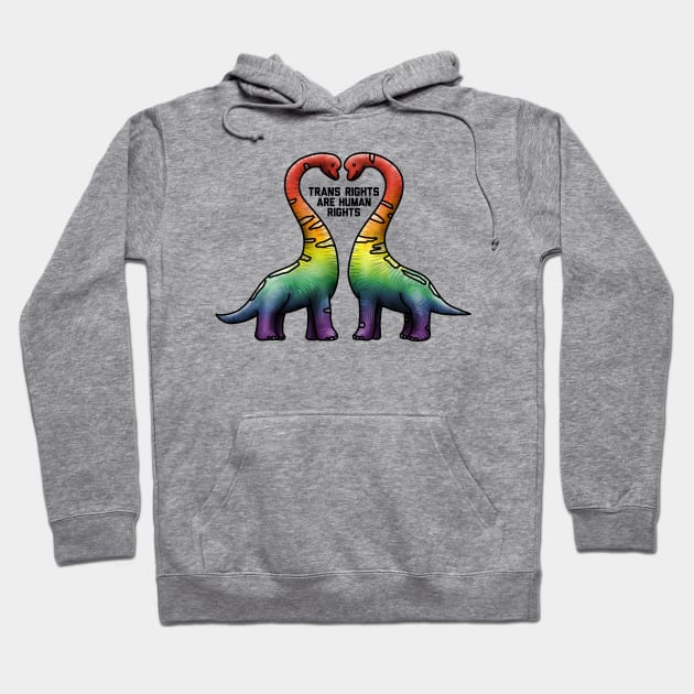 Trans Rights Are Human Rights Brachiosaur Rainbow Hoodie by Art by Veya